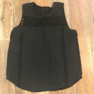 Ann Taylor Sleeveless Blouse with Lace Inserts